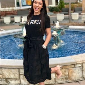 KARL LAGERFELD BLACK BURNOUT MIDI SKIRT